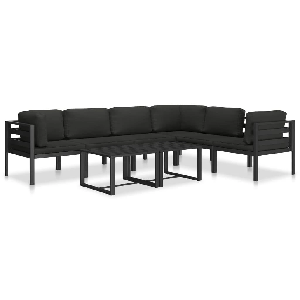 Modulinė kampinė sofa su pagalvėmis, antracito, aliuminis