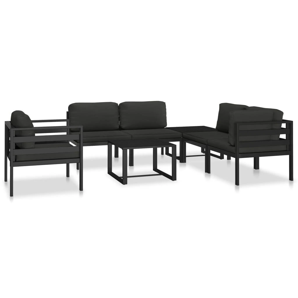 Modulinė kampinė sofa su pagalvėmis, antracito, aliuminis