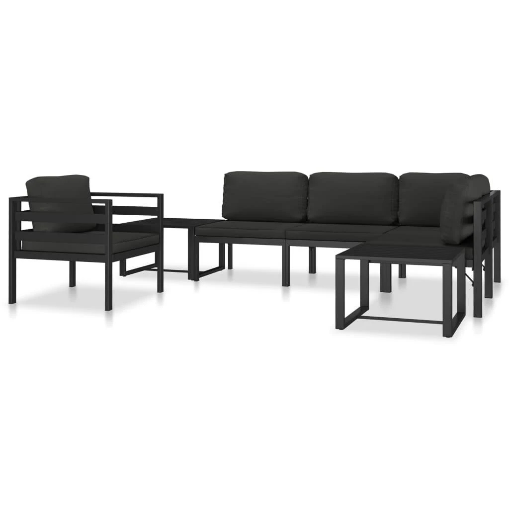 Modulinė kampinė sofa su pagalvėmis, antracito, aliuminis
