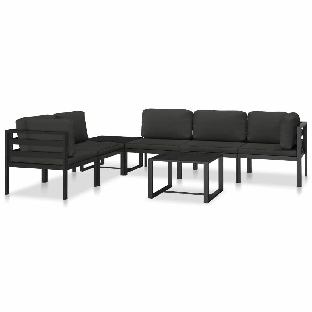 Modulinė kampinė sofa su pagalvėmis, antracito, aliuminis