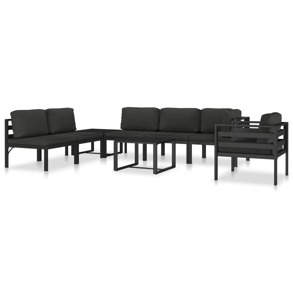 Modulinė kampinė sofa su pagalvėmis, antracito, aliuminis