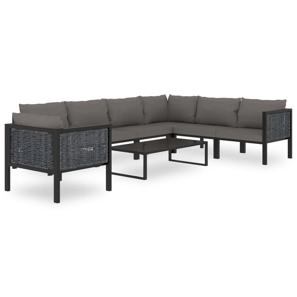 Modulinė kampinė sofa su porankiu dešinėje, pilka, poliratanas