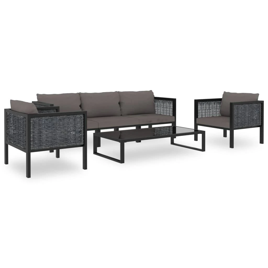 Modulinė kampinė sofa su porankiu dešinėje, pilka, poliratanas