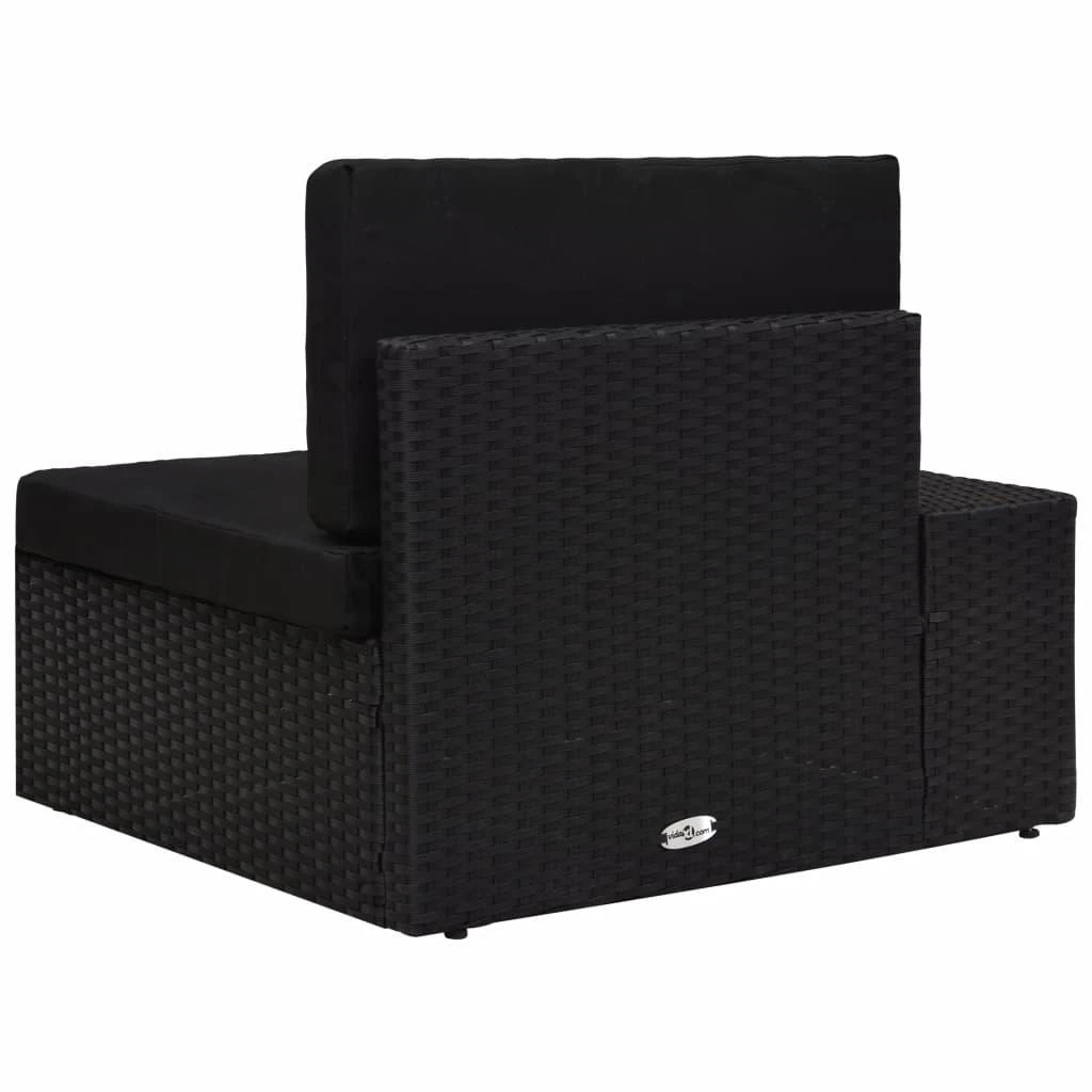 Modulinė kampinė sofa su porankiu, juoda, poliratanas