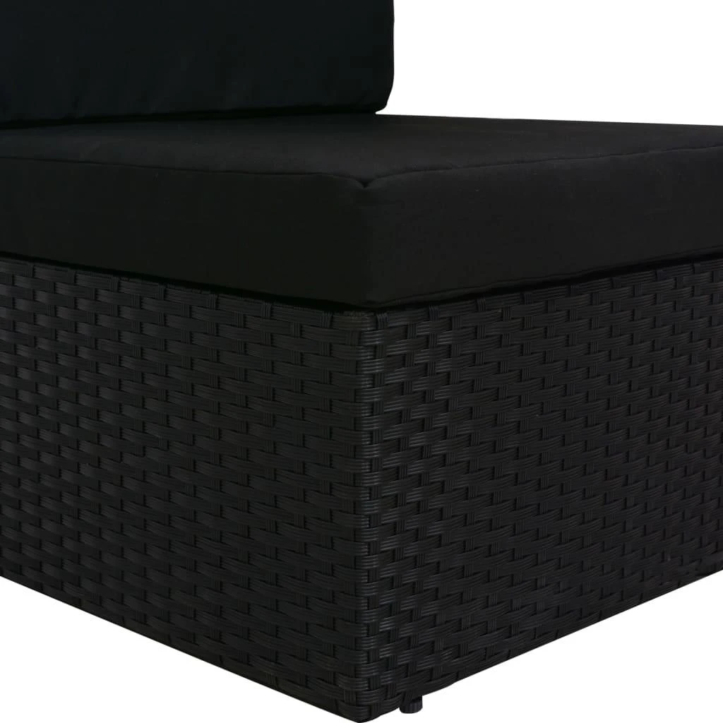 Modulinė kampinė sofa su porankiu, juoda, poliratanas