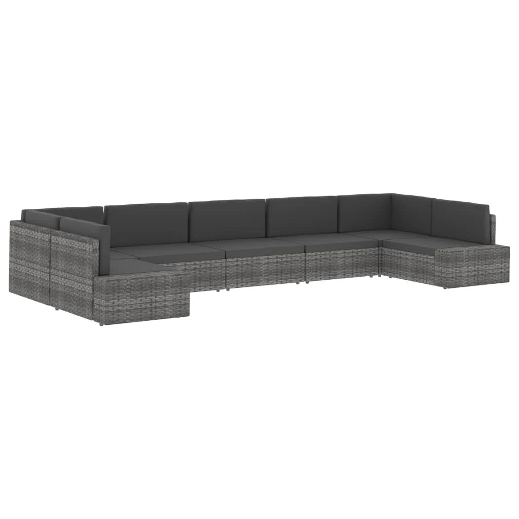 Modulinė kampinė sofa su porankiu, juoda, poliratanas