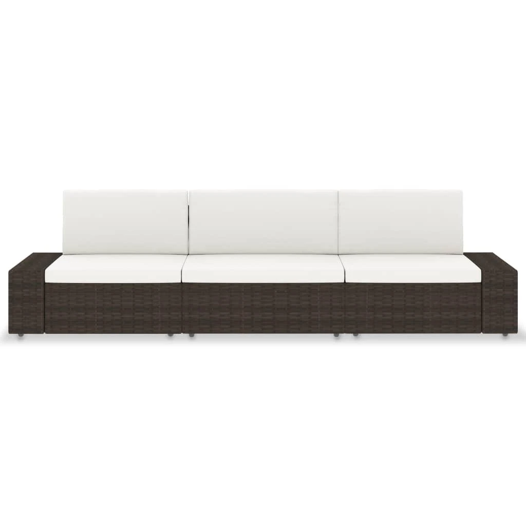 Modulinė trivietė sofa, rudos spalvos, poliratanas