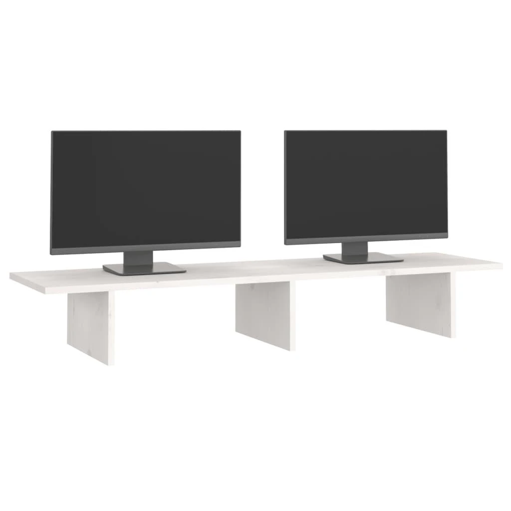 Laikiklis Monitoriaus stovas, baltas, 100x27x15cm, pušies masyvas