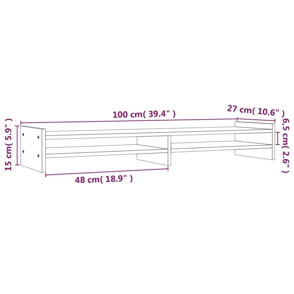 Laikiklis Monitoriaus stovas, baltas, 100x27x15cm, pušies masyvas