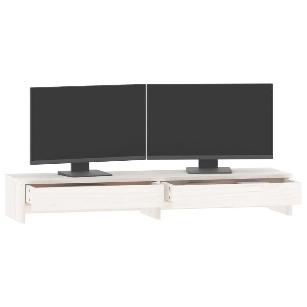 Laikiklis Monitoriaus stovas, baltas, 100x27x15cm, pušies masyvas