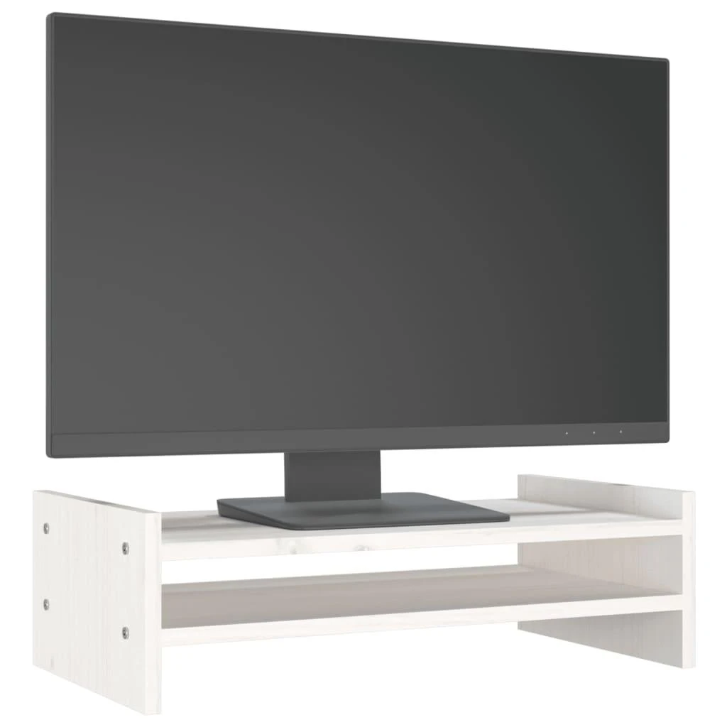 Laikiklis Monitoriaus stovas, baltas, 50x27x15cm, pušies medienos masyvas