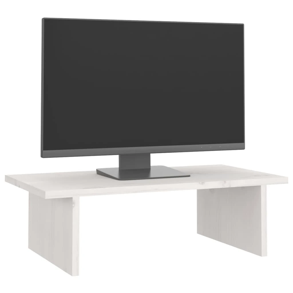 Laikiklis Monitoriaus stovas, baltas, 50x27x15cm, pušies medienos masyvas