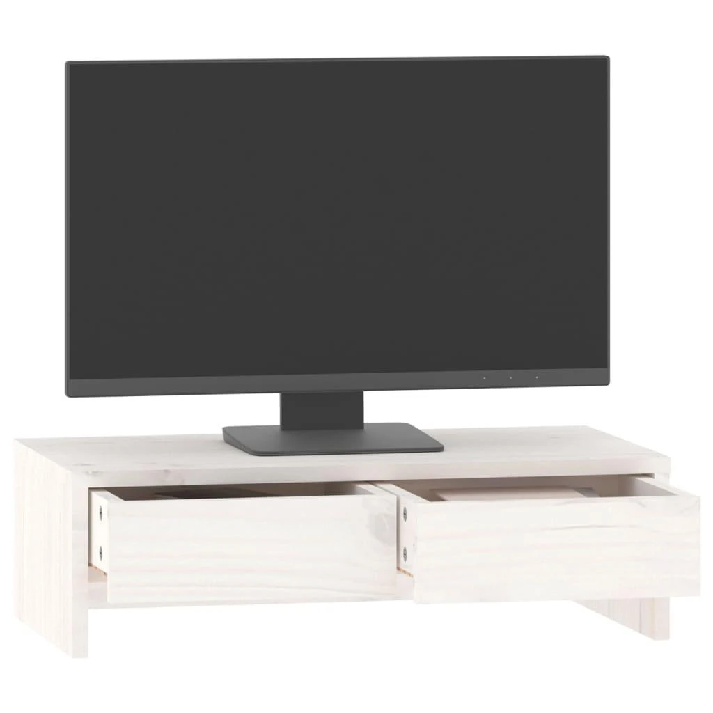 Laikiklis Monitoriaus stovas, baltas, 50x27x15cm, pušies medienos masyvas