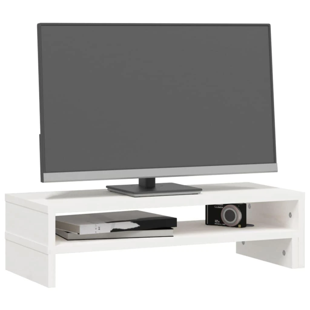 Laikiklis Monitoriaus stovas, baltas, (52–101)x22x14cm, pušies masyvas