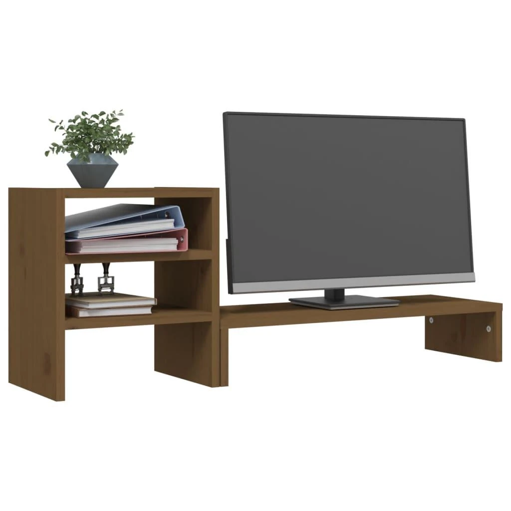 Laikiklis Monitoriaus stovas, medaus rudas, 81x20x30cm, pušies masyvas