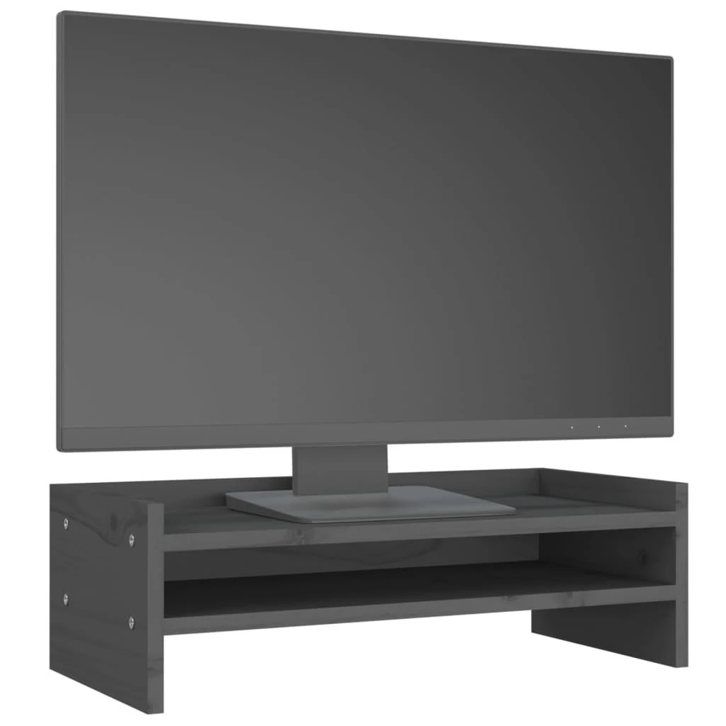 Laikiklis Monitoriaus stovas, pilkas, 50x24x16cm, pušies medienos masyvas