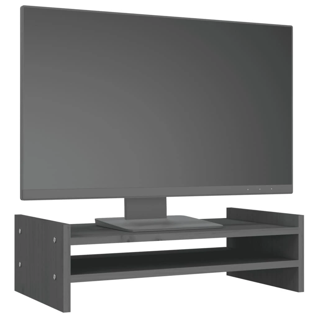 Laikiklis Monitoriaus stovas, pilkas, 50x27x15cm, pušies medienos masyvas