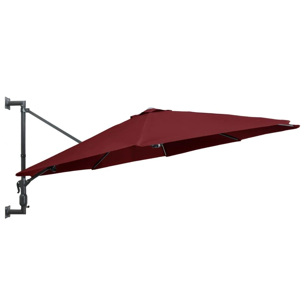 Prie sienos montuojamas skėtis su stulpu, raudonas, 300cm