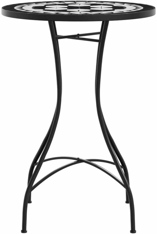 Mozaikinis bistro staliukas, juodas/baltas, 50x70cm, keramika
