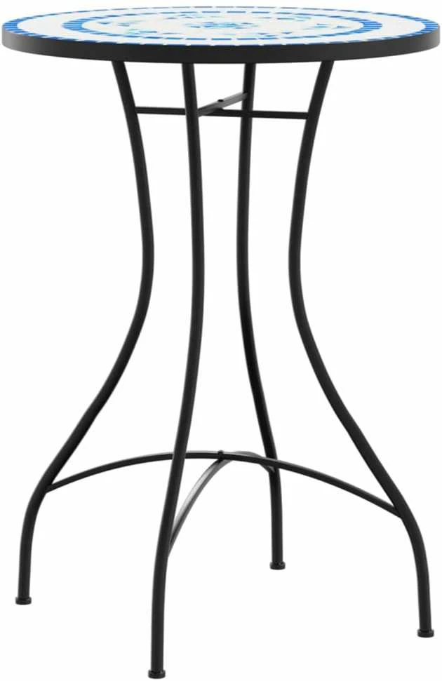 Mozaikinis bistro staliukas, mėlynas/baltas, 50x70cm, keramika