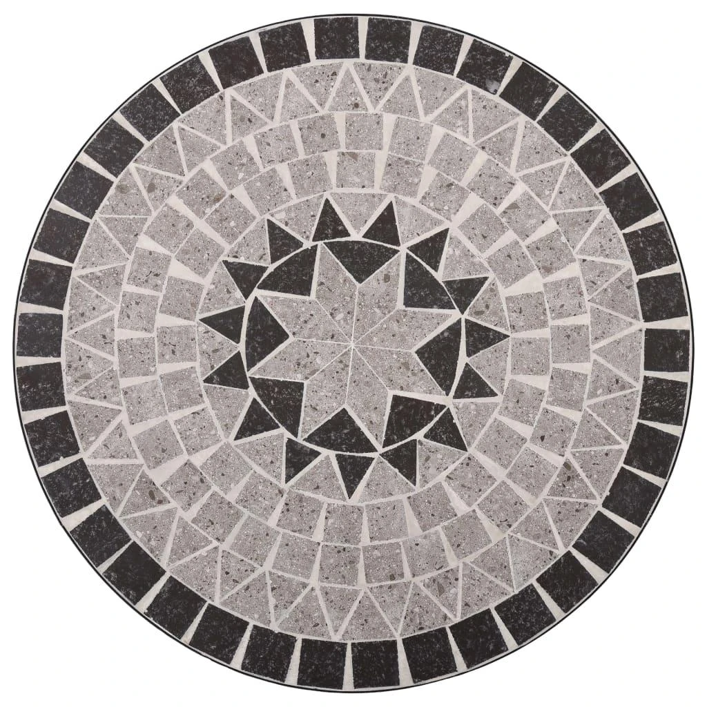 Mozaikinis bistro staliukas, pilkos spalvos, 61cm, keramika