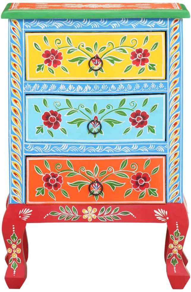 Naktinė spintelė, 40x30x60cm, mango masyvas, tapyta rankomis