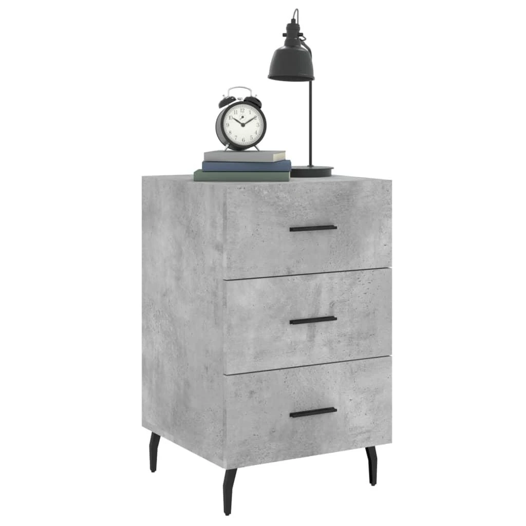 Naktinė spintelė, betono pilka, 40x40x66cm, apdirbta mediena