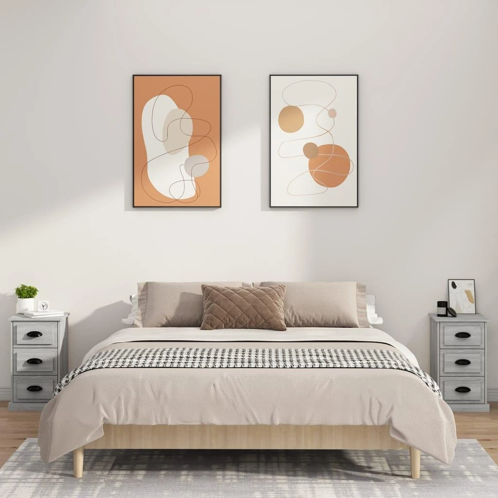 Naktinė spintelė, pilka ąžuolo, 39x39x67cm, apdirbta mediena