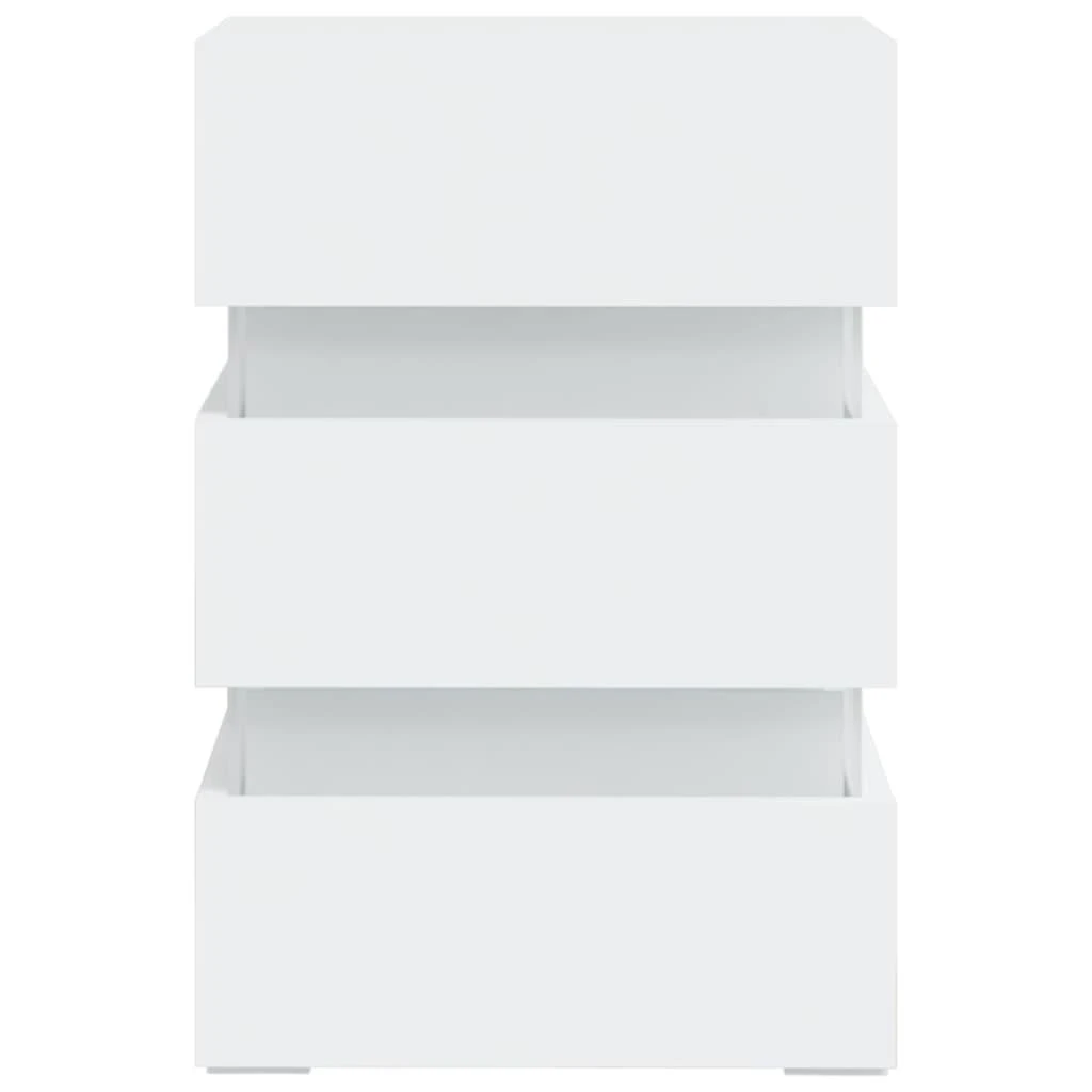 Naktinė spintelė su LED apšvietimu, balta, 45x35x67cm, mediena