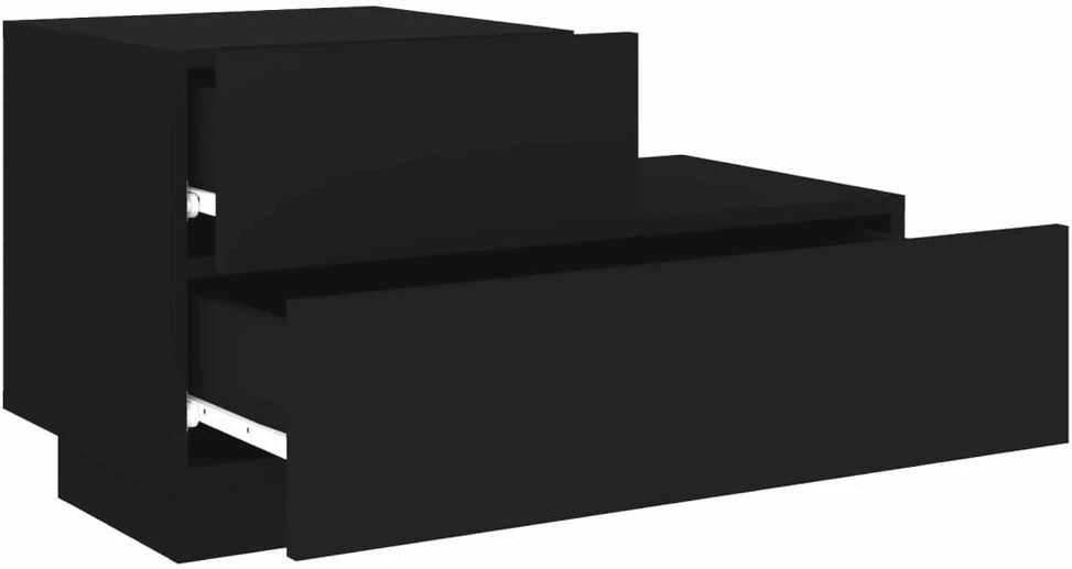 Naktinė spintelė su LED lemputėmis, juoda, 70x36x40,5cm