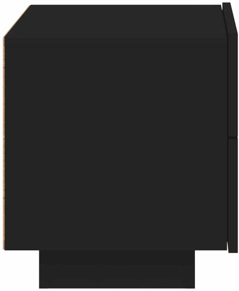 Naktinė spintelė su LED lemputėmis, juoda, 70x36x40,5cm