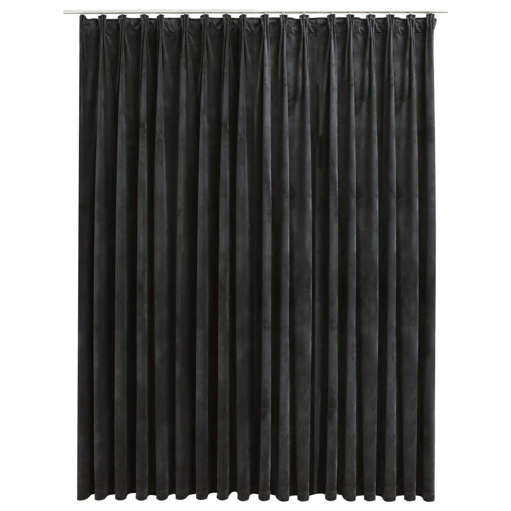 Naktinė užuolaida su kabliukais, antracito, 290x245cm, aksomas