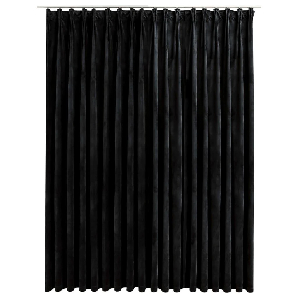 Naktinė užuolaida su kabliukais, juoda, 290x245cm, aksomas