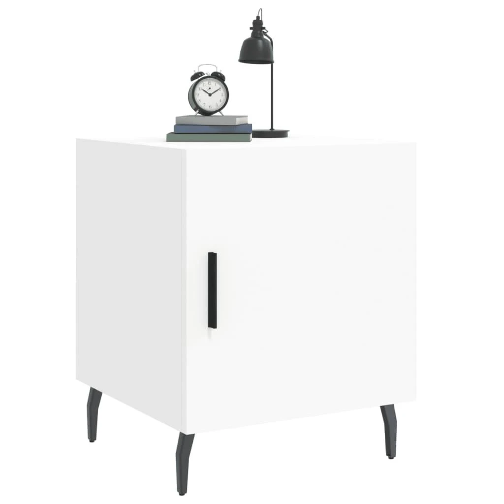 Naktinės spintelės, 2vnt., baltos, 40x40x50cm, apdirbta mediena
