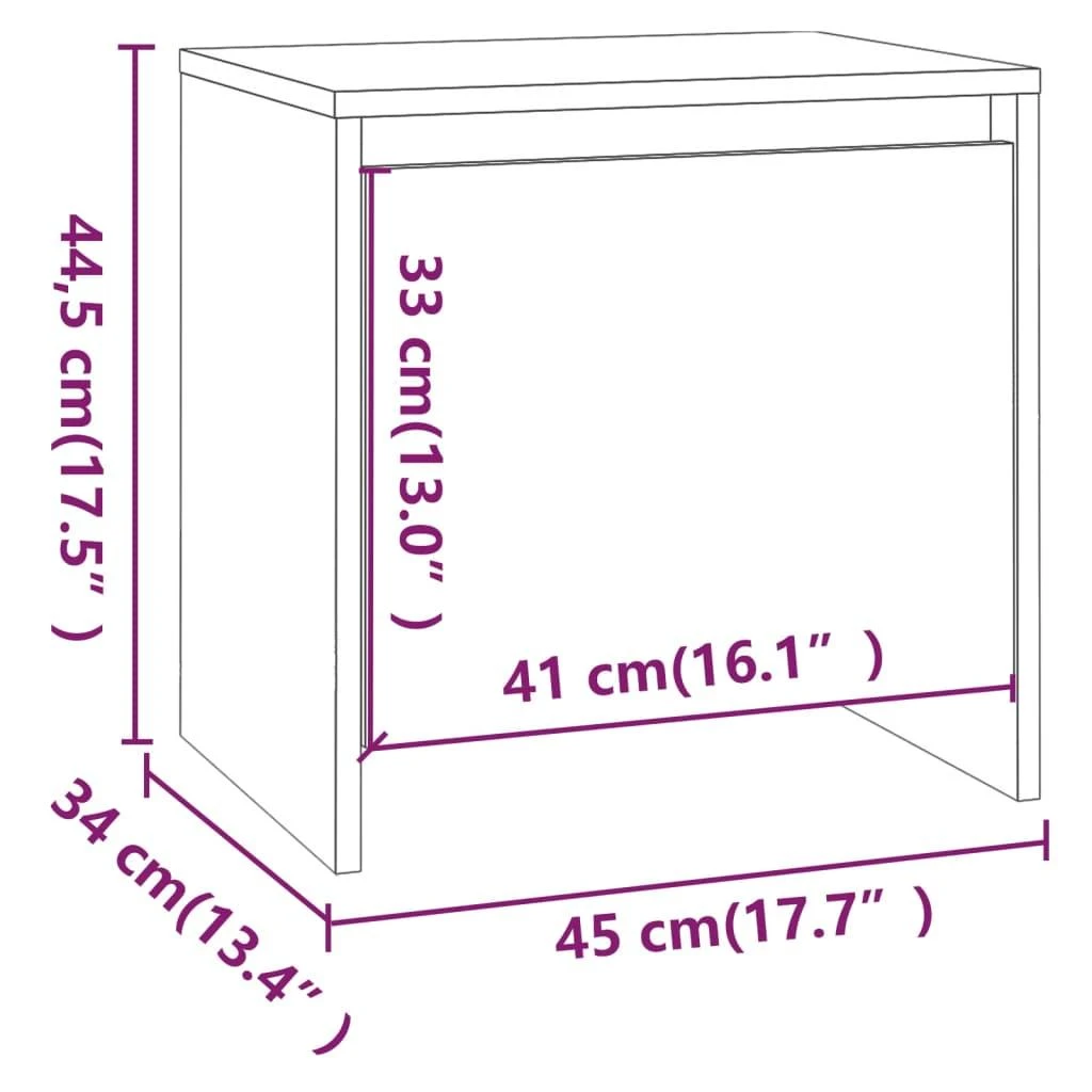 Naktinės spintelės, 2vnt., betono pilkos, 45x34x44,5cm, MDP