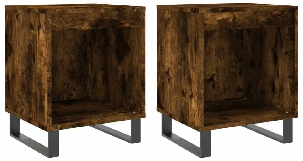 Naktinės spintelės, 2vnt., dūminio ąžuolo, 40x35x50cm, mediena