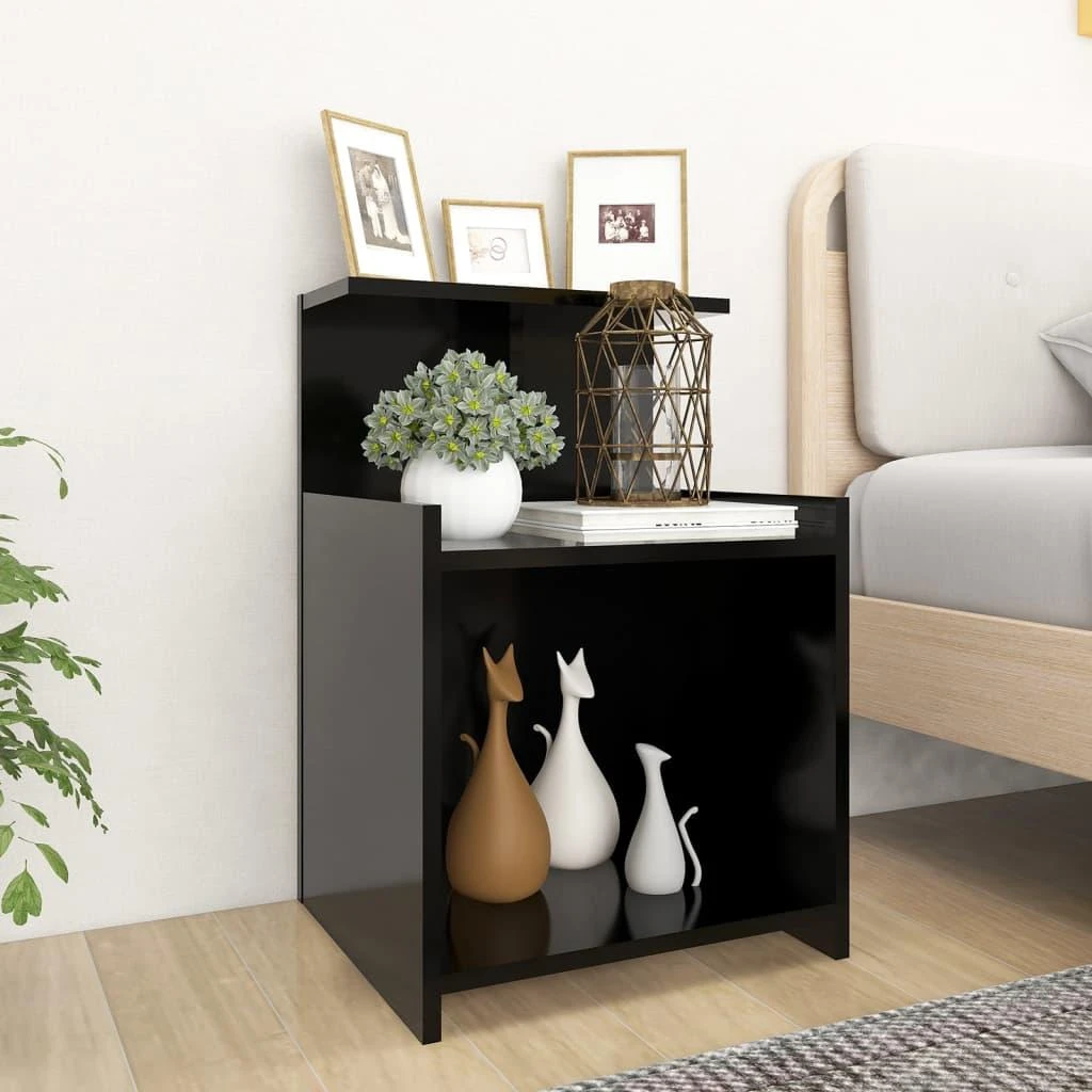 Naktinės spintelės, 2vnt., juodos, 40x35x60cm, apdirbta mediena