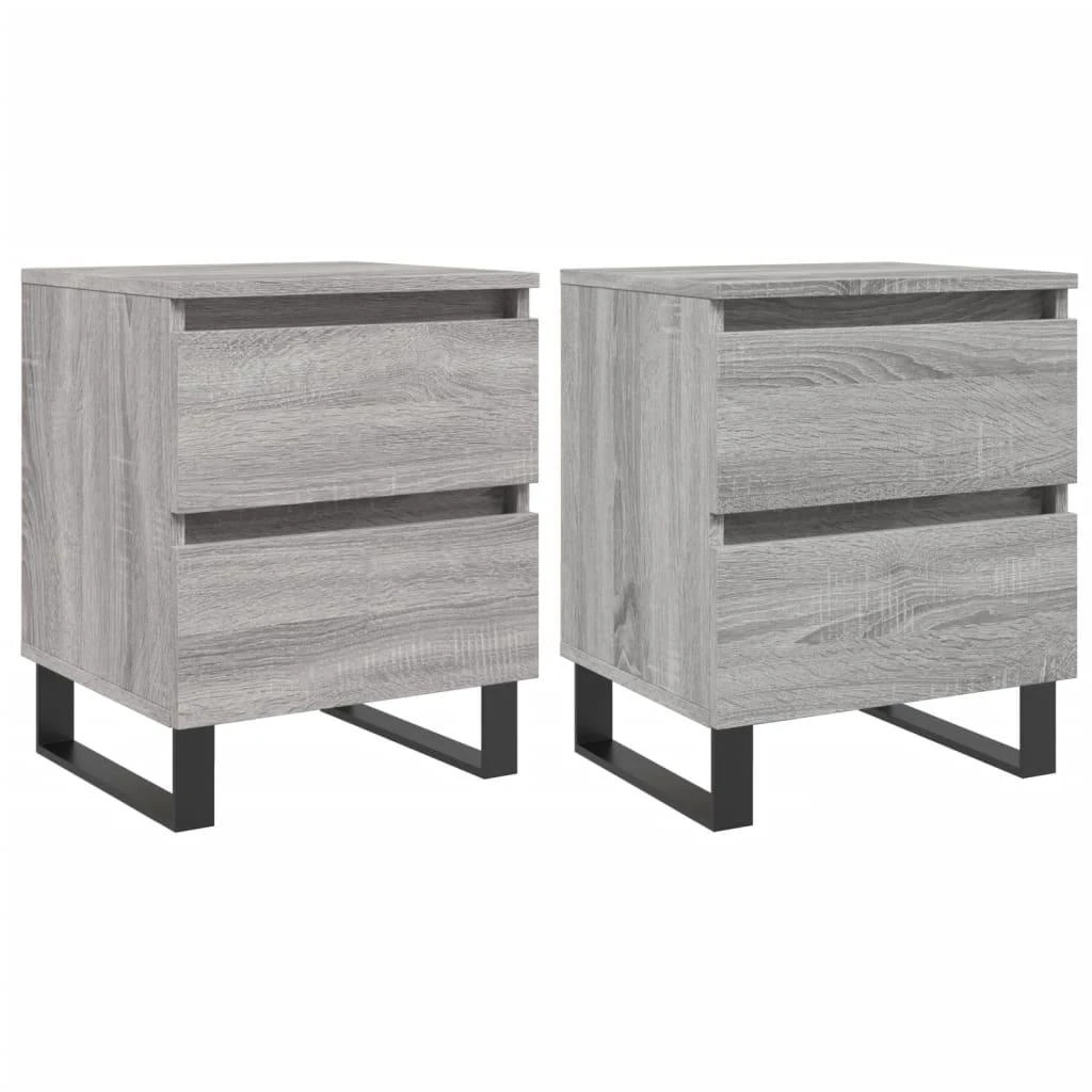 Naktinės spintelės, 2vnt., pilkos ąžuolo, 40x35x50cm, mediena