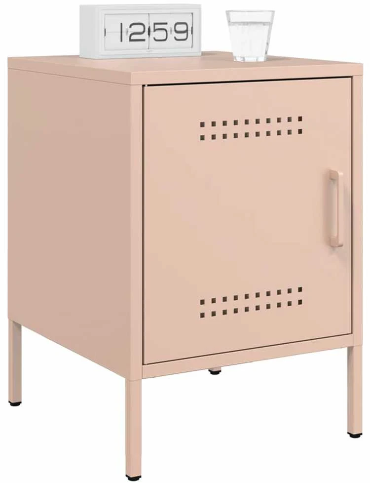 Naktinės spintelės, 2vnt., rožinės, 36x39x50,5cm, plienas
