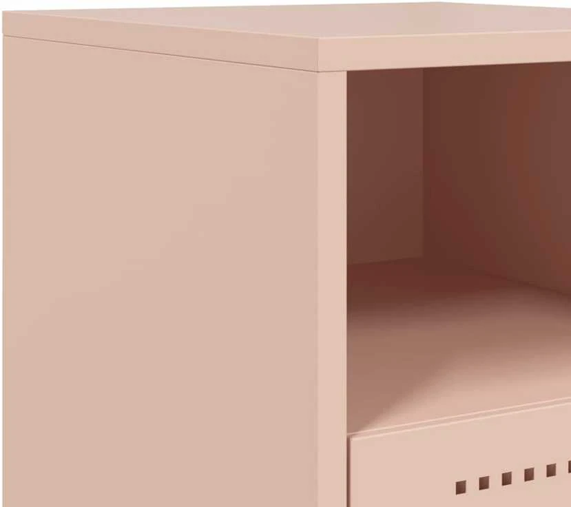 Naktinės spintelės, 2vnt., rožinės, 36x39x60,5cm, plienas