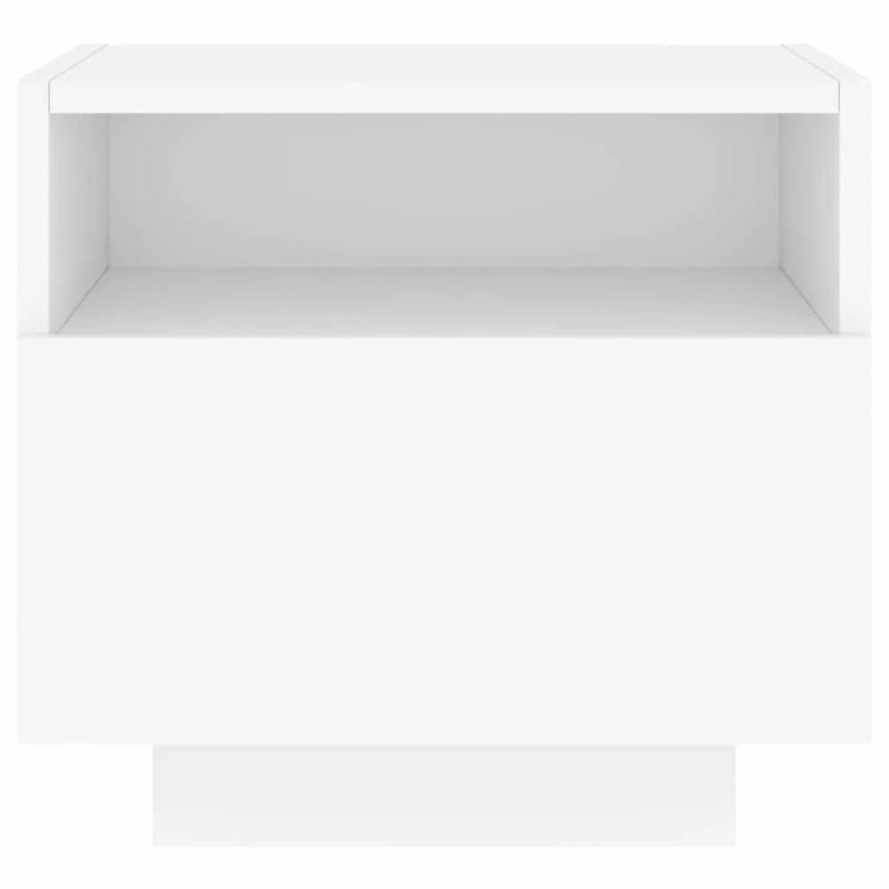 Naktinės spintelės su LED, 2vnt., baltos, 40x39x37cm