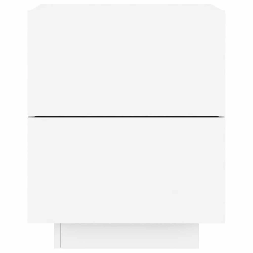 Naktinės spintelės su LED lemputėmis, 2vnt., baltos, mediena