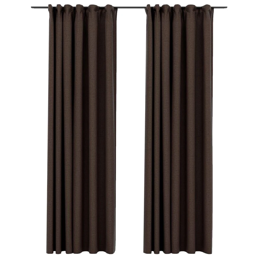 Naktinės užuolaidos su kabliukais, 2vnt., taupe, 140x225cm