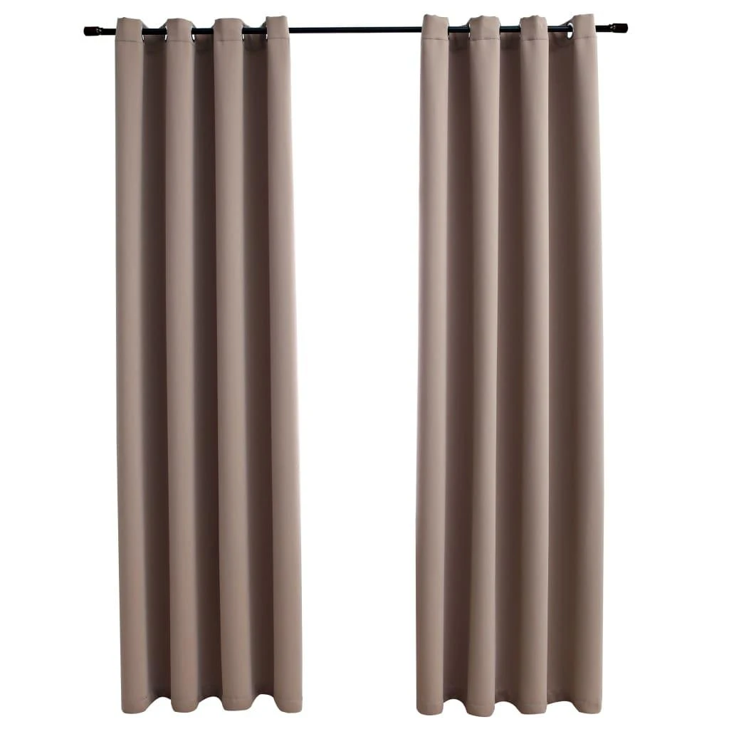 Naktinės užuolaidos su žiedais, 2vnt., taupe spalvos, 140x245cm