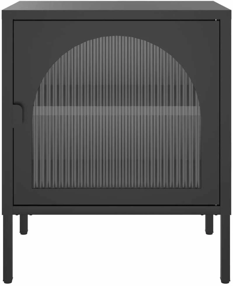 Naktiniai staliukai, 2vnt., juodi, 50x35x60cm, stiklas/plienas