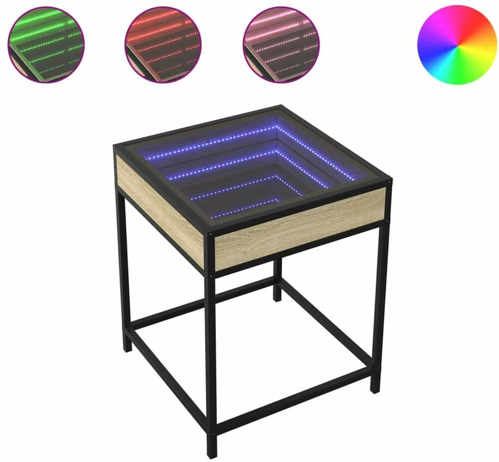 Naktinis staliukas su Infinity LED, ąžuolo, 40x40x51cm