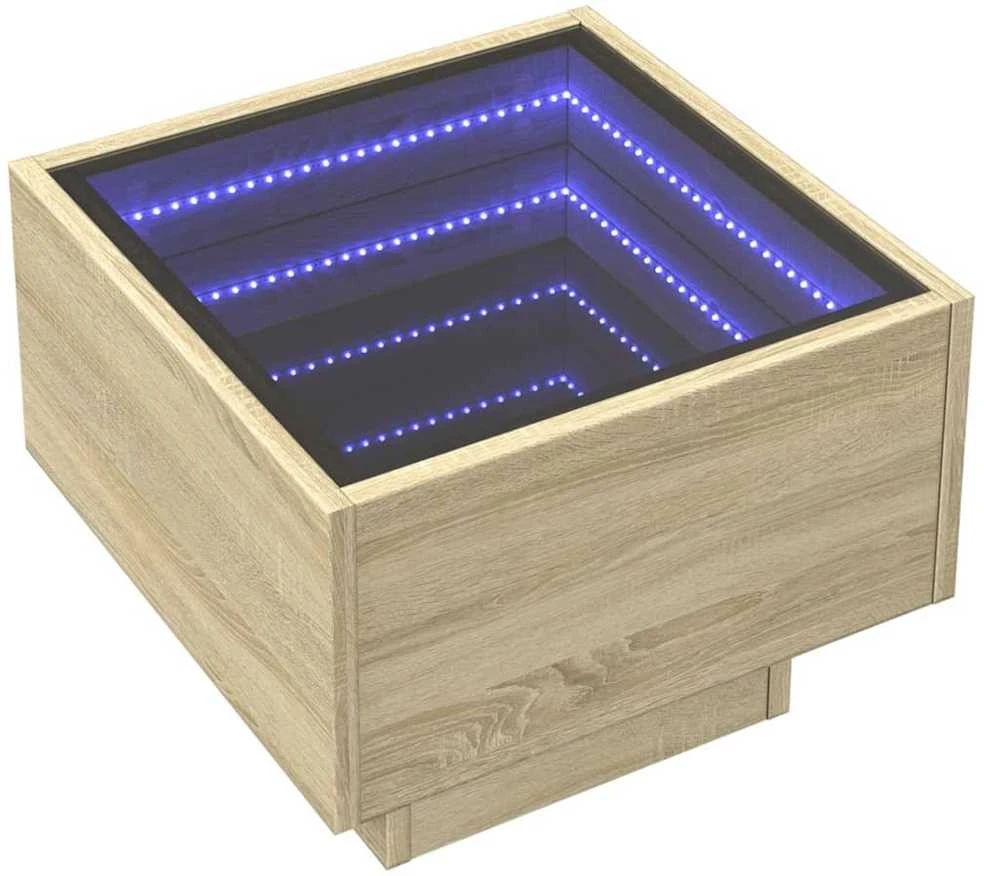 Naktinis staliukas su Infinity LED, ąžuolo, 40x40x30cm
