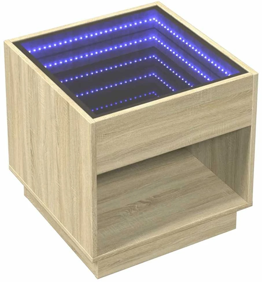 Naktinis staliukas su Infinity LED, ąžuolo, 50x50x50cm