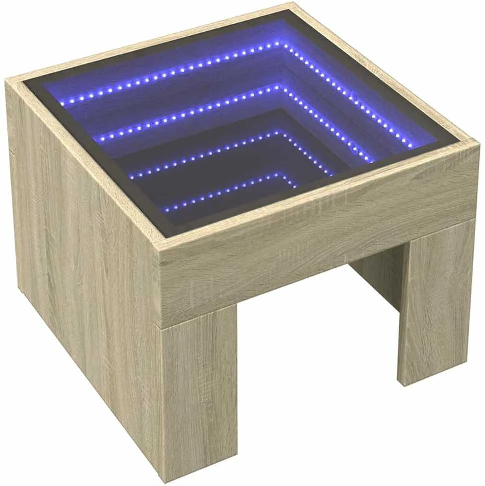 Naktinis staliukas su Infinity LED, ąžuolo, 40x40x30cm
