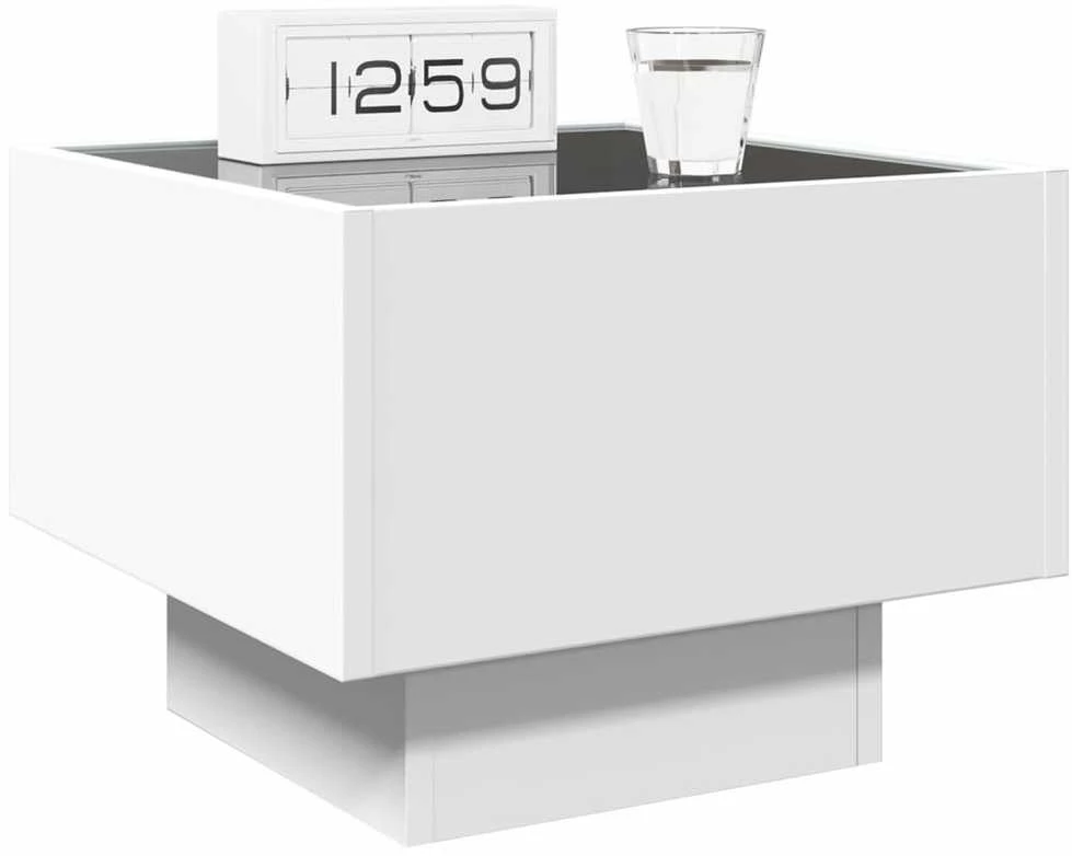 Naktinis staliukas su Infinity LED, baltas, 40x40x30cm